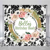 Aperturee - Aperturee Cow Pattern Floral Sweet Custom Birthday Backdrop